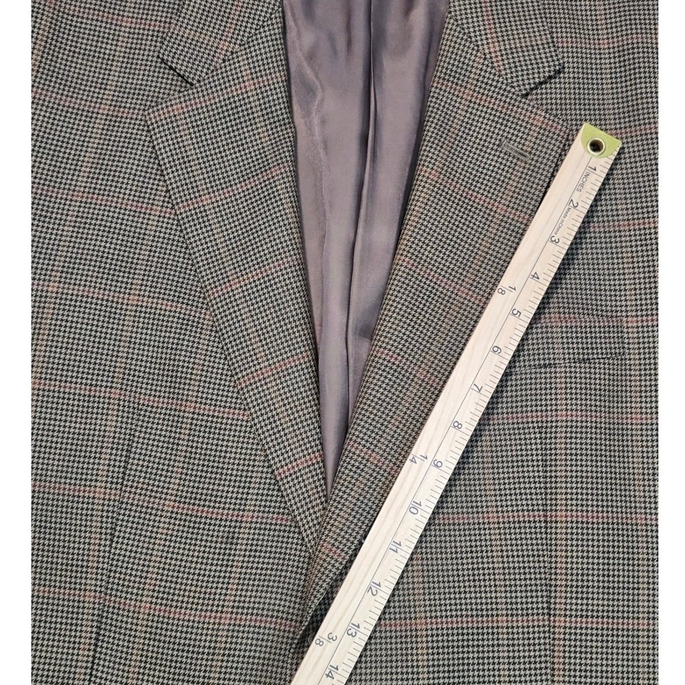 100% Wool IZOD Mens 44S Brown Houndstooth Blazer Woolmark Sport Coat suit - Picture 7 of 16
